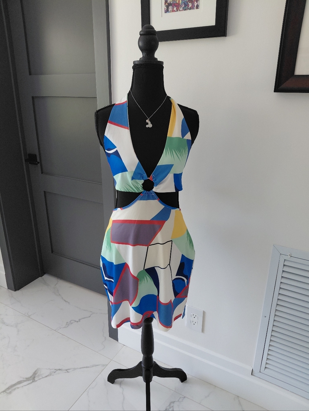 Colorblock Geometric  Sexy Dress